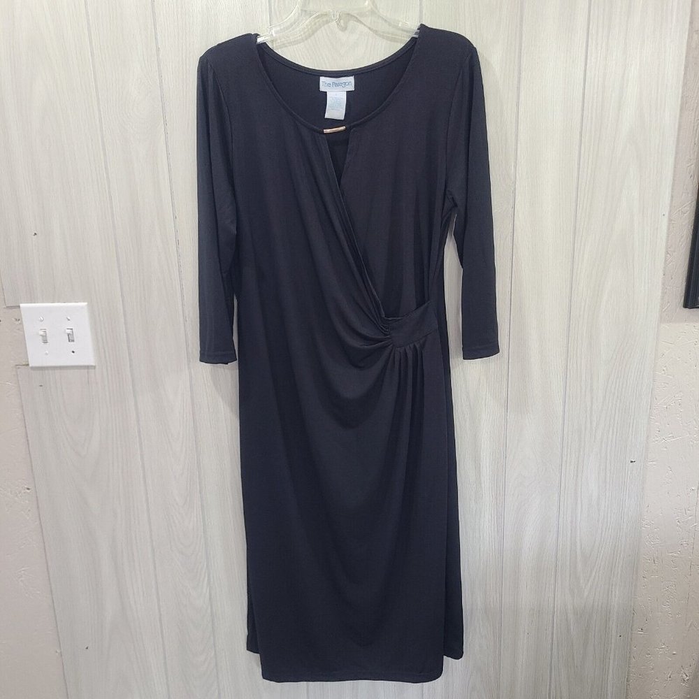 The Paragon Womens Black Dress Long Size L Faux Wrap